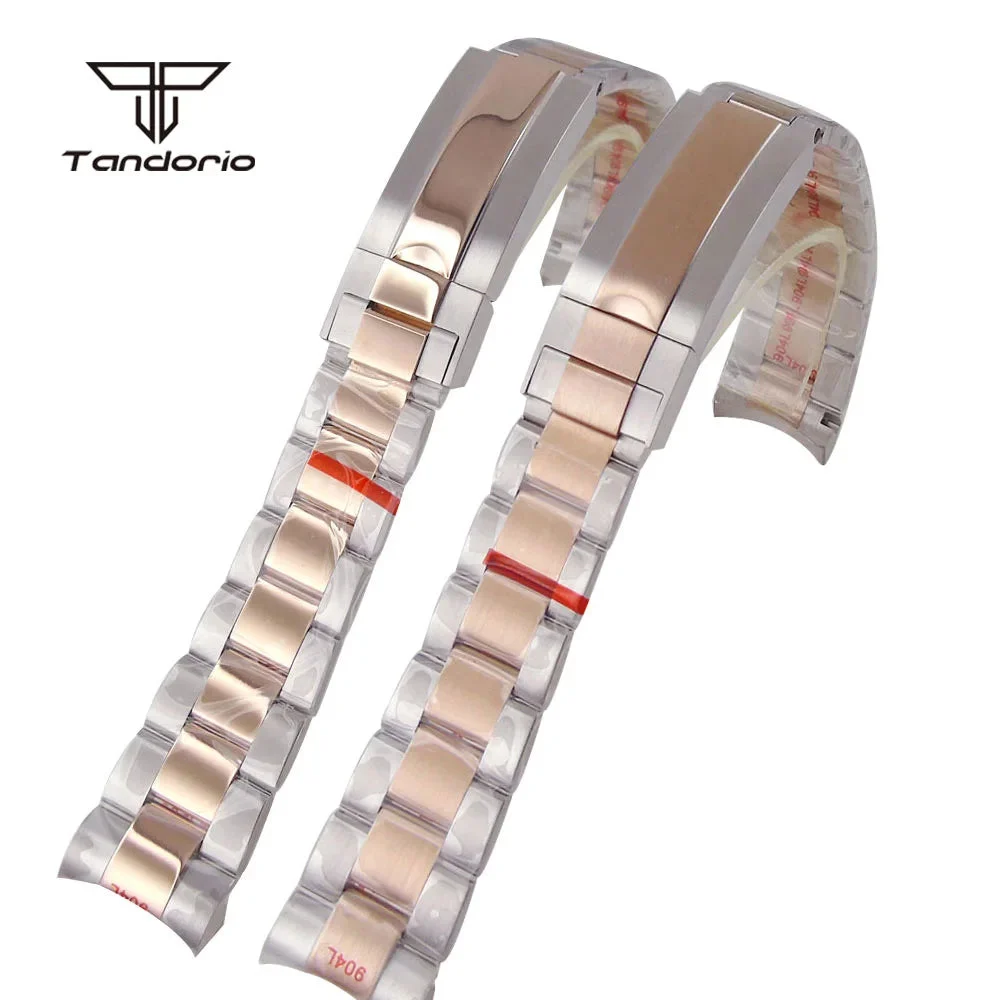Tandorio Watchband Bracelet 316L Stainless Steel Rose Gold Silver Two Tone Mid-polished Accessories Fit for SUB Case 200000049:3348727#mid-polished 40 mm kol saati
