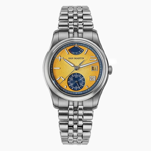 San Martin Luxury Mechanical Watch SN0144DG 圣马丁-SN0144DG- 黄面-扇子 - 2209 kol saati