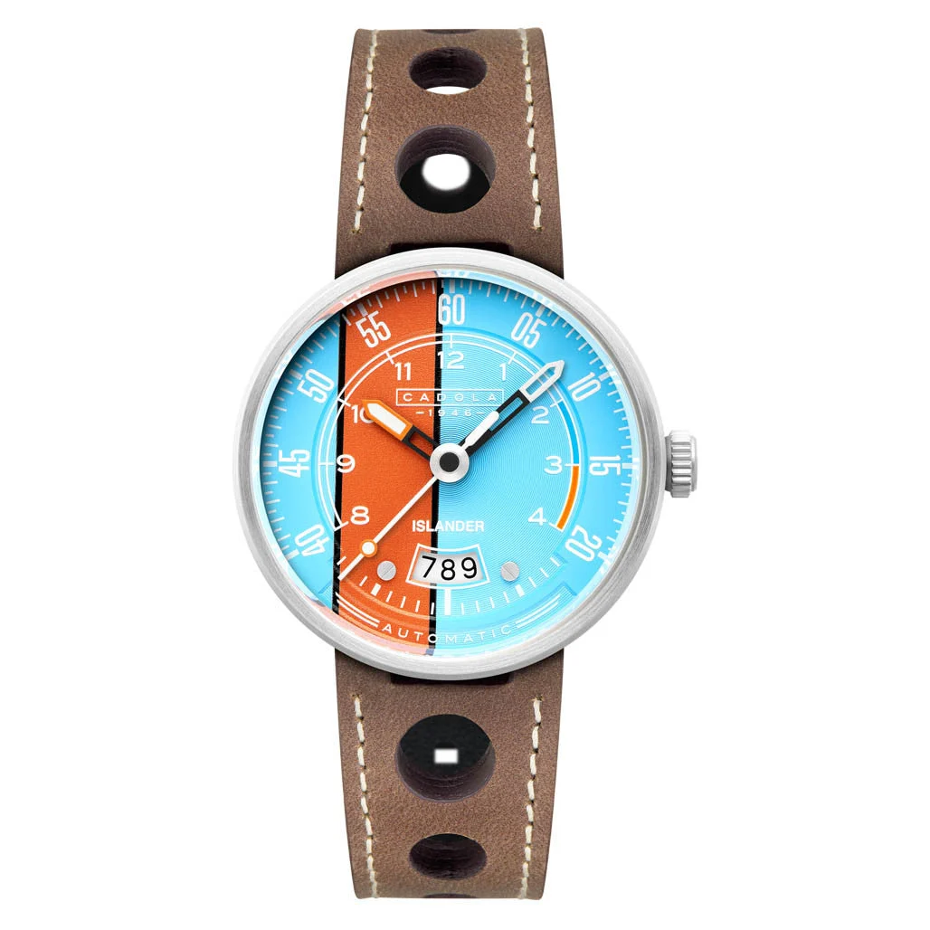 Cadola Islander RPM Automatic Watch with Blue and Orange Dial #CD-1055-LIW07 kol saati