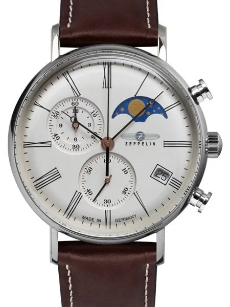 Graf Zeppelin Rome Series Swiss Quartz Chronograph, Moonphase Watch #7194-5 kol saati