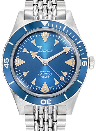 Squale Super- Big Arrows Blue - Bracelet - Gnomon Edition SUPERSSABL.AC/SQ/GE 45 mm kol saati