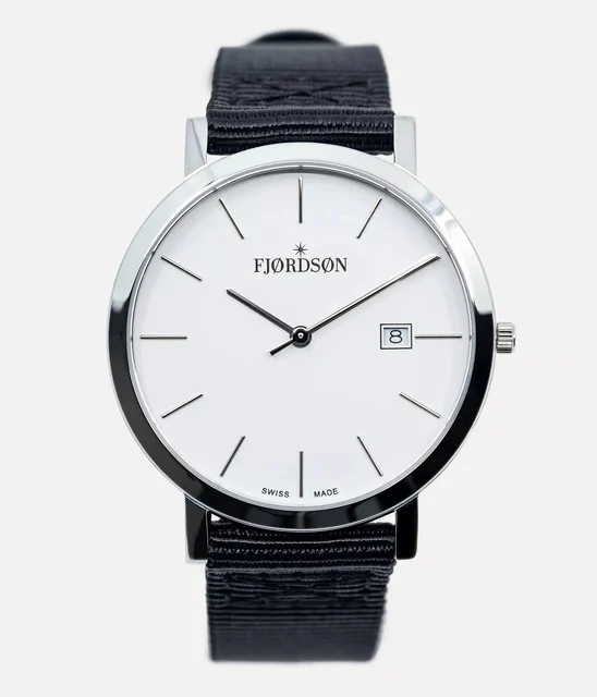 Fjordson White Dial With Black Nato Strap - Watch #9142 | White Dial With Black Nato Strap
