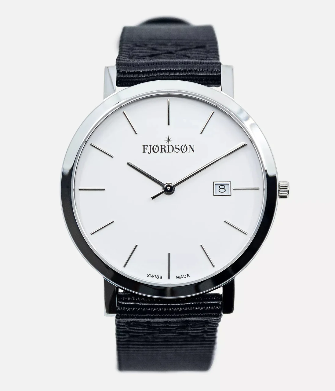 Fjordson White Dial With Black Nato Strap - Watch #9142 | White Dial With Black Nato Strap - Men's Watch 42 mm kol saati