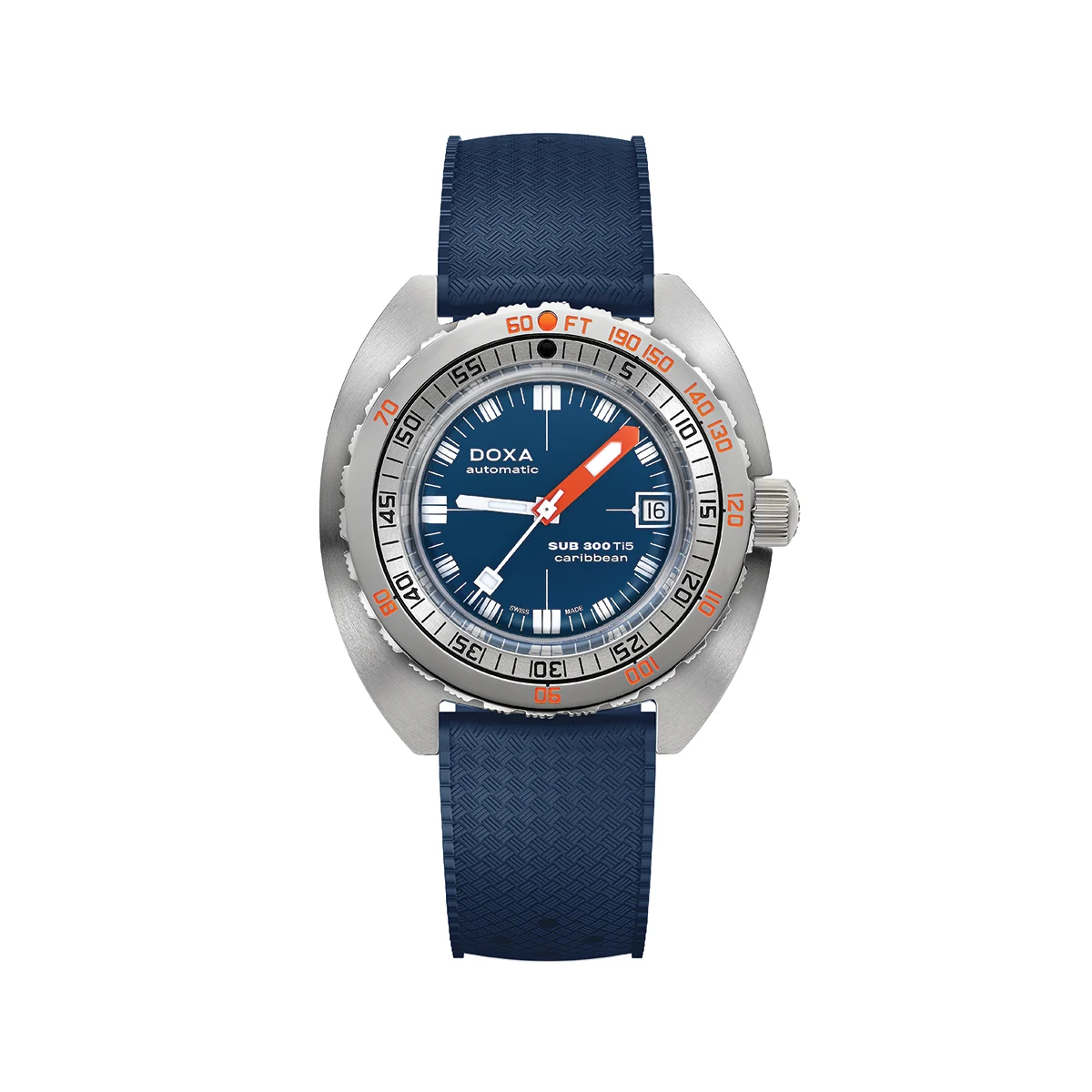 Doxa SUB 300 Ti5 42.5mm - Blue on Rubber Strap 823.50.201.32 42.5 mm kol saati