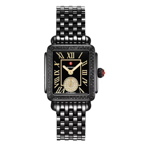 Michele Watches Michele MWW06G000051 Deco Diamond Madison Mid Noir kol saati
