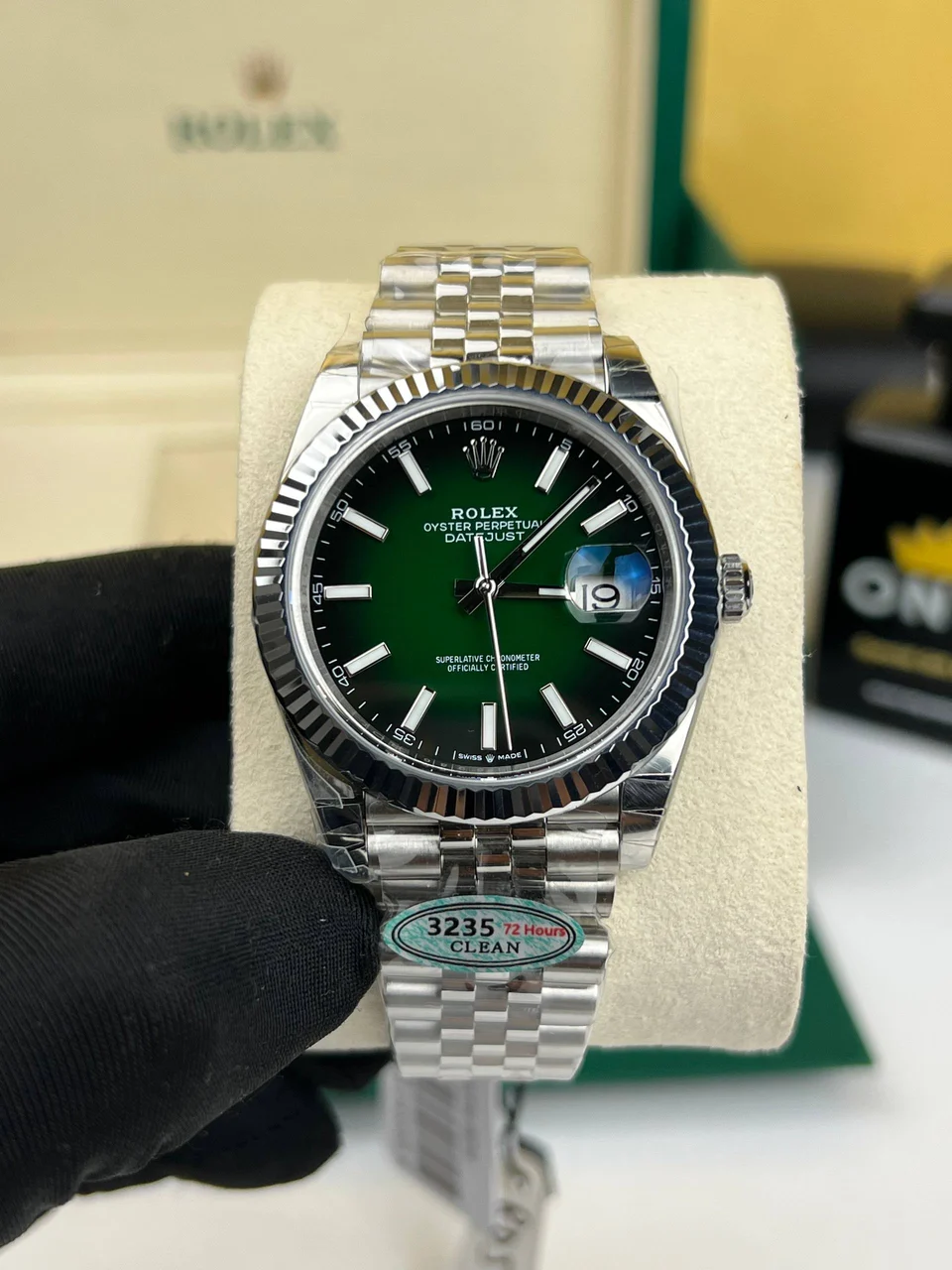 Rolex Date just 41mm Green Dial – Swiss ETA 3235 movement 41 mm kol saati