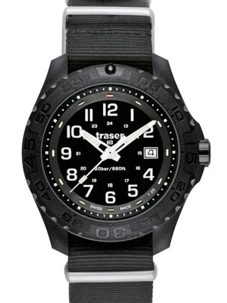 Traser Outdoor Pioneer Watch with Tritium Illumination and Rotating Black Bezel #102902 44 mm kol saati
