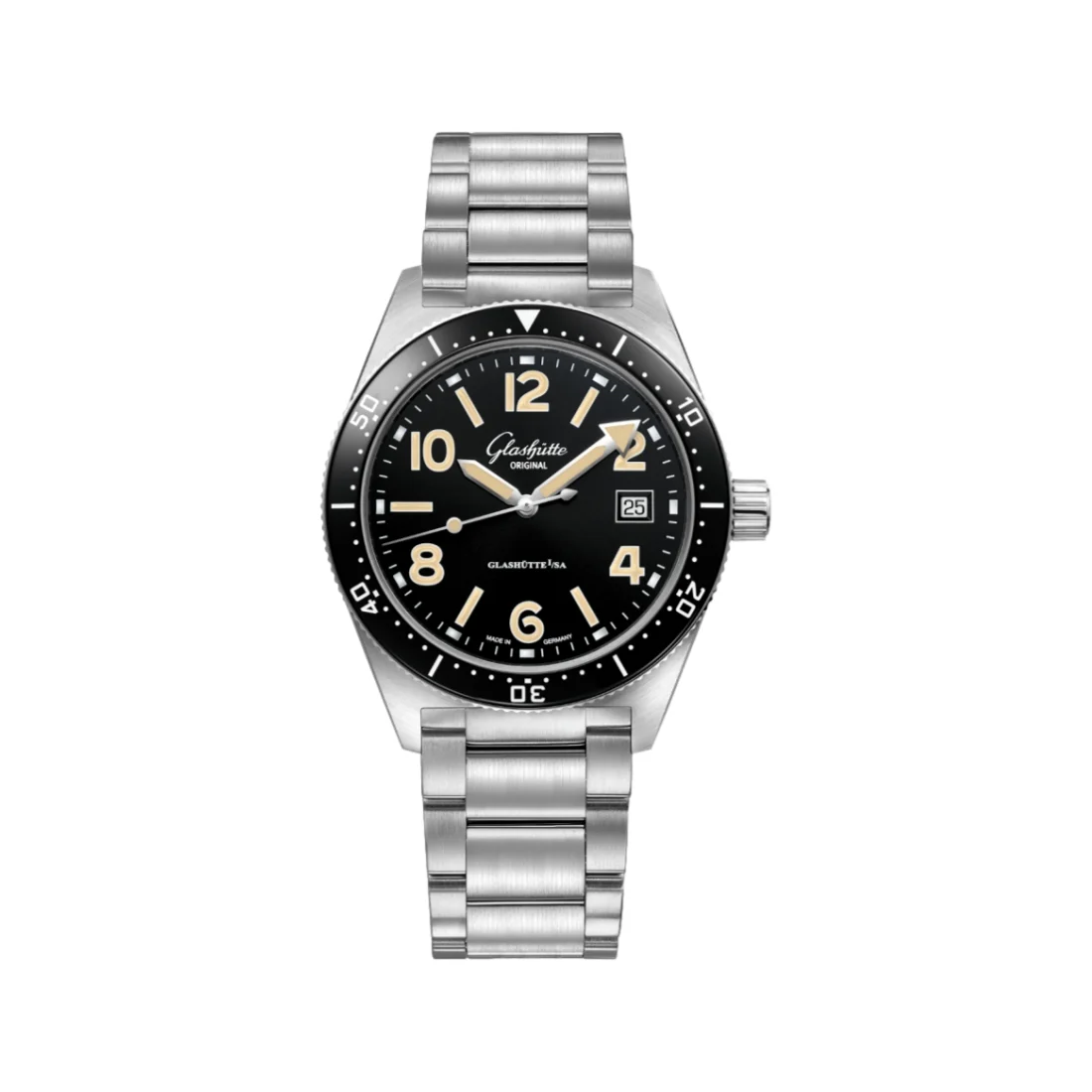 Glashutte Original SeaQ Sapphire Caseback 39.5mm - Galvanized Black on Bracelet 1-39-11-06-60-70 39.5 mm kol saati