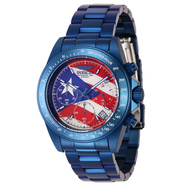 Invicta Speedway Puerto Rico Flag Watch w/ Mother of Pearl Dial - 40mm, Blue (46113) kol s