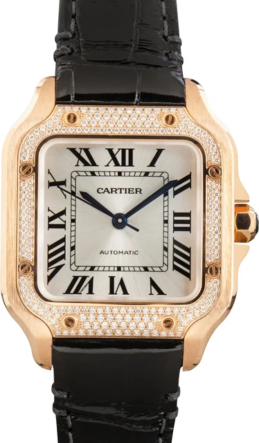 Cartier Santos de Watch Ref WJSA0012 18k Rose Gold Medium Model kol saati
