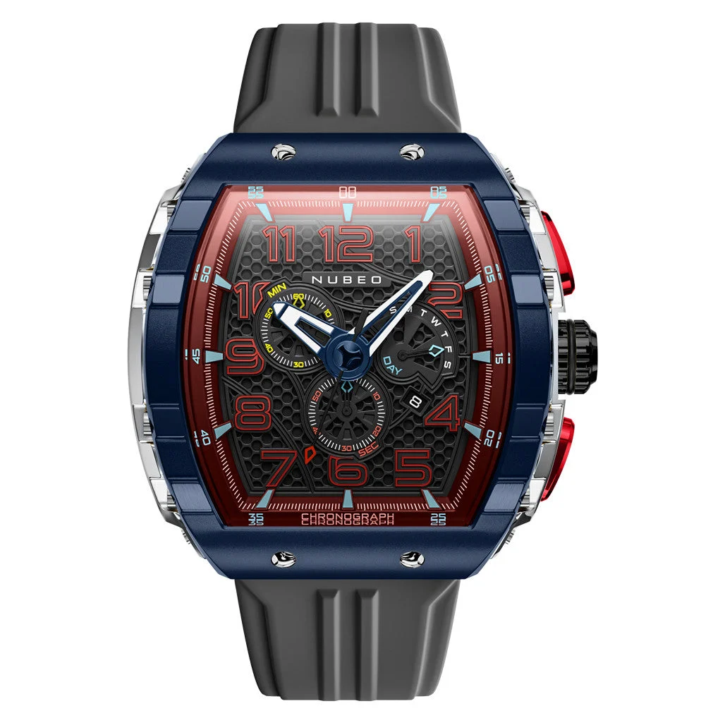 Nubeo Magellan Retrograde Chronograph Spaceship Black #NB-6088-08 kol saati