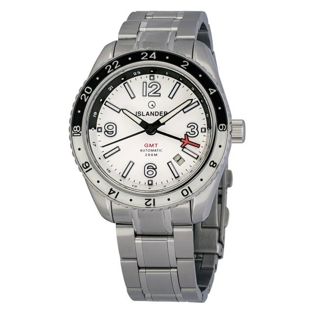 Islander Republic Traveler GMT Watch with White Dial #ISL-275 kol saati