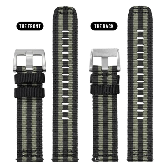 Wristfull Nylon Fabric Watch Band for Field Watch 20mm 22mm WDS009-快拆表带-黑灰条纹-20mm kol saat