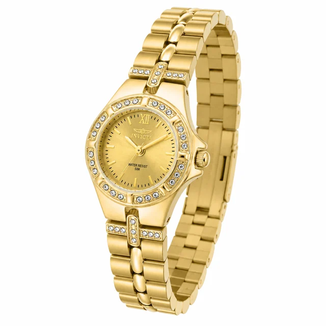Invicta Wildflower Ferryn Swiss Ronda 763 Caliber Watch - 21.5mm, Gold (0134) kol saati