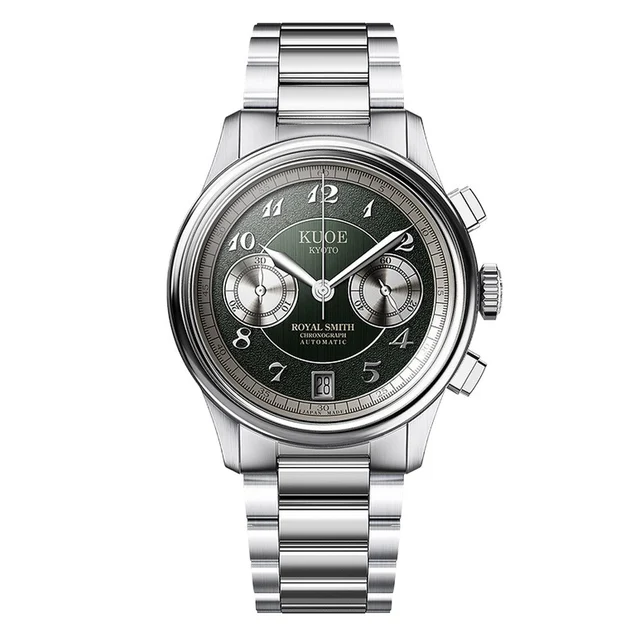 Kuoe ROYAL SMITH 90-012 Automatic Chronograph with Green Dial #RS90012-GR-FLAT kol saati