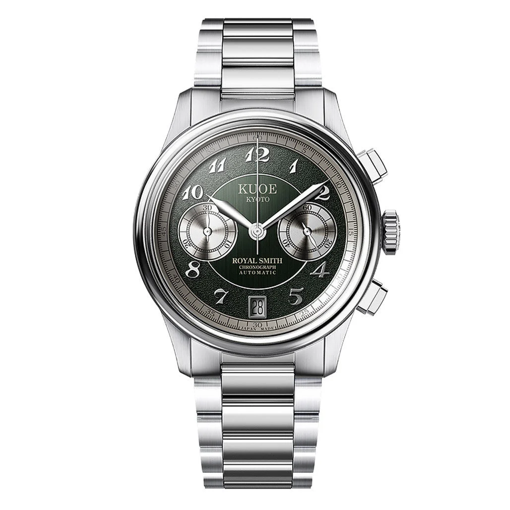 Kuoe ROYAL SMITH 90-012 Automatic Chronograph with Green Dial #RS90012-GR-FLAT kol saati