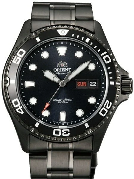 Orient Scratch and Dent - Ray Raven II Black PVD Auto Dive Watch #AA02003B SND943 41.5 mm kol saati