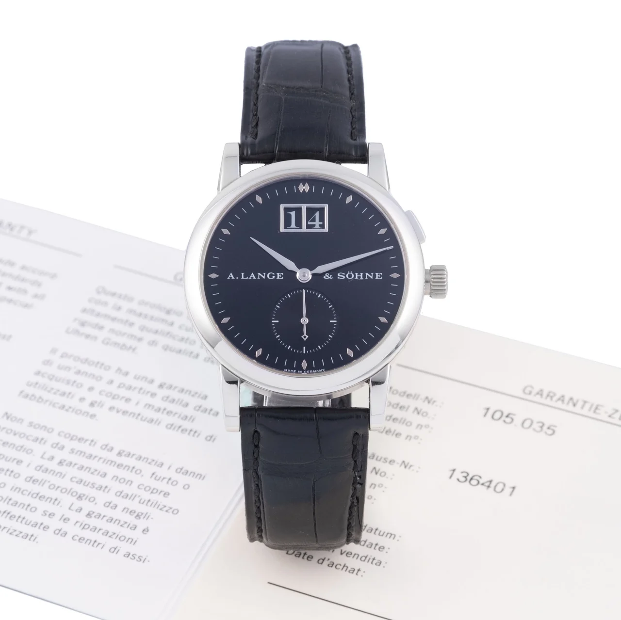 A. Lange & Sohne LANGE & SOHNE, REF. 105.035, SAXONIA, PLATINUM kol saati