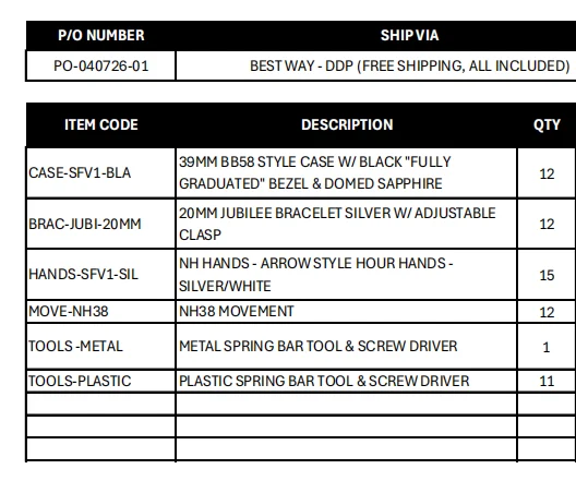 Tandorio Watches Watch parts po-040726-01-watch-parts kol saati