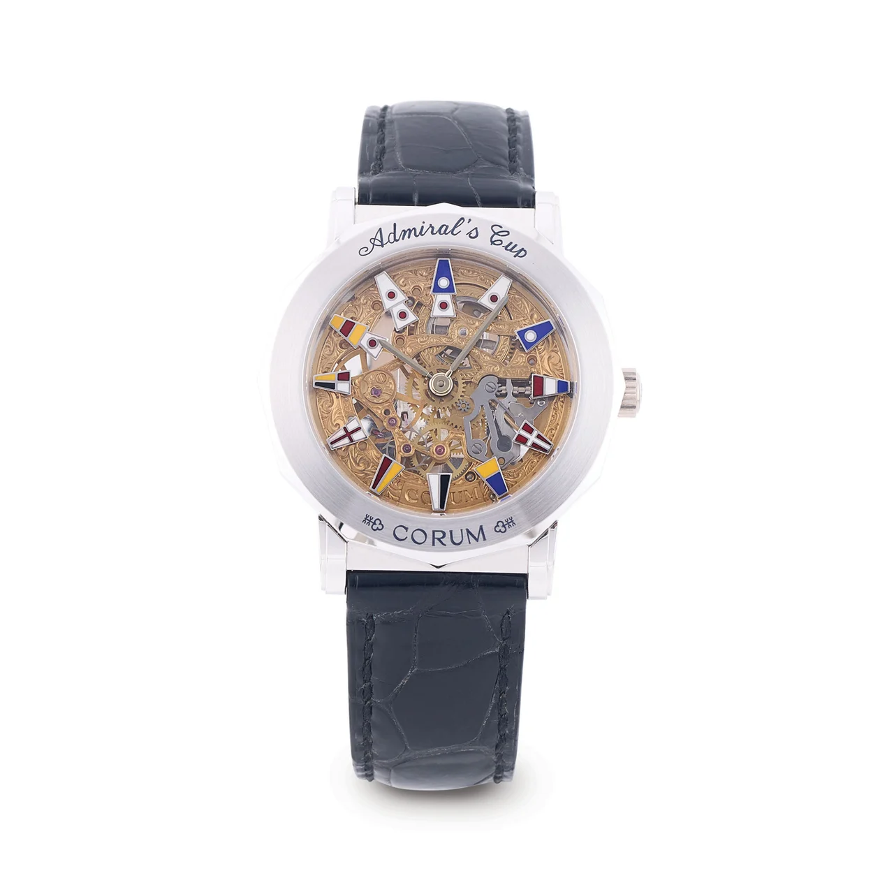Corum CORUM, REF. 26683059, ADMIRAL’S CUP SQUELETTE, DODECAGON-SHAPED, SKELETON, LIMITED 62/100, 18K WHITE GOLD kol saati