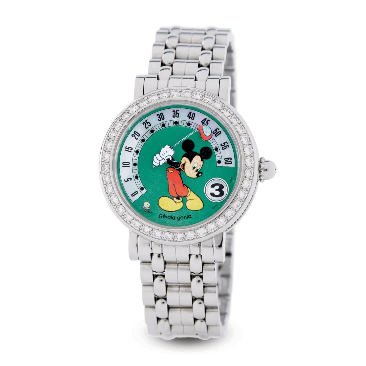 Gerald Genta GERALD GENTA REF. G.3612, RETRO FANTASY- MICKEY MOUSE,STEEL & DIAMOND kol saati