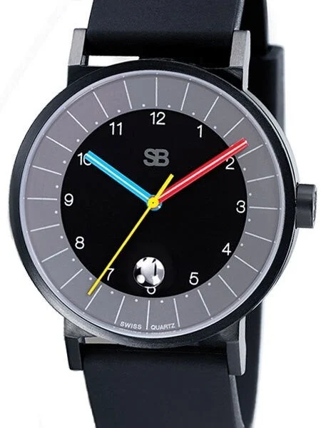 SB Swiss Quartz Watch with a 42mm Black Ion SS Case and a Sapphire Crystal #SB14.1-B 42 mm kol saati