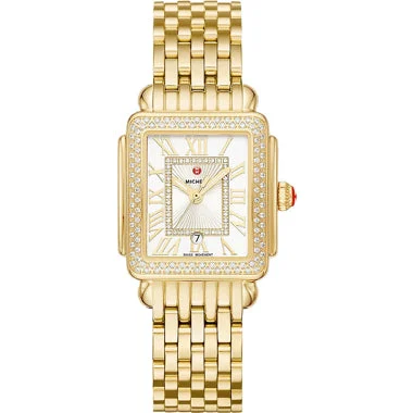 Michele Deco Madison Mid 18K Gold Diamond Watch MWW06G000003 kol saati
