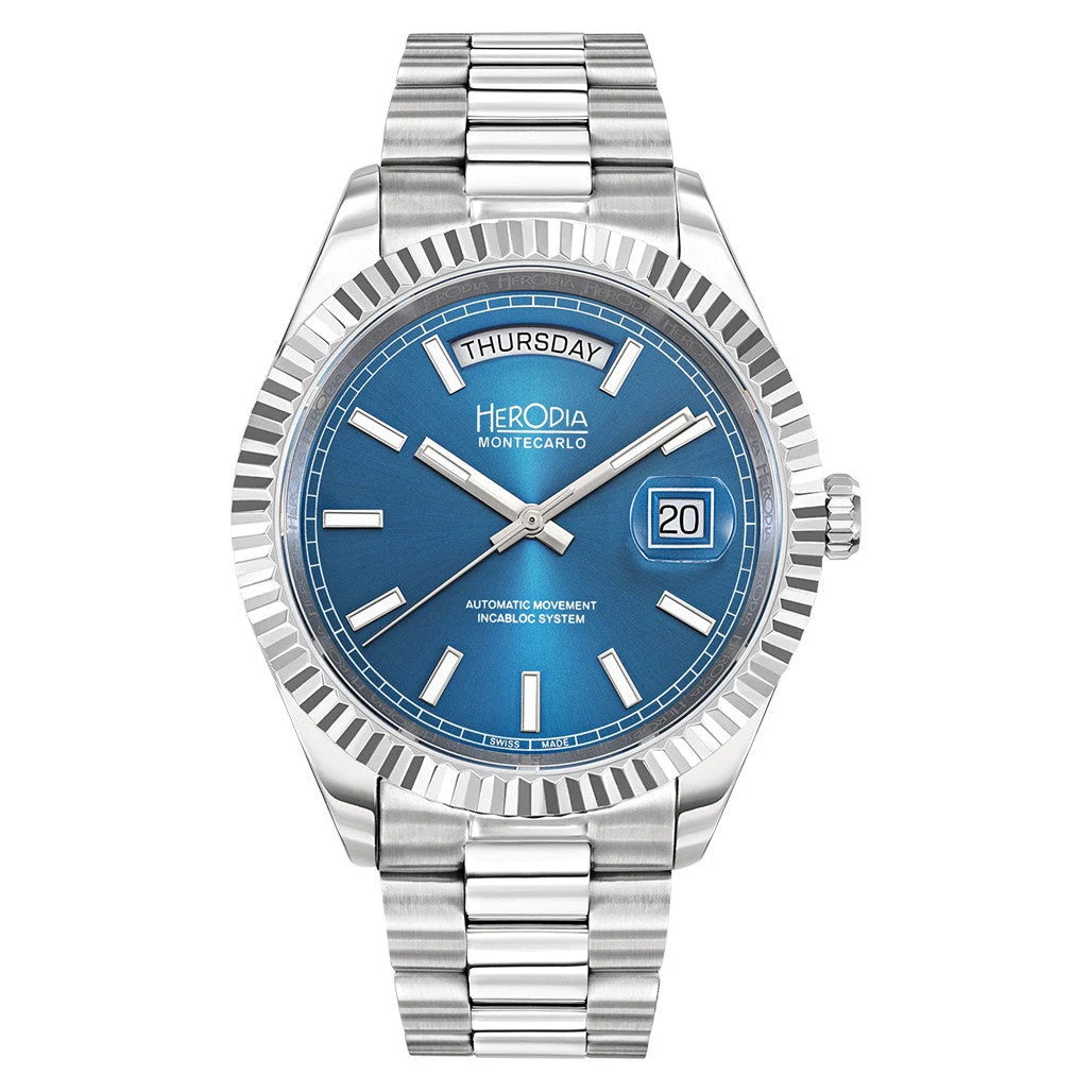 Herodia Monte Carlo Full Day Swiss Watch with Radiant Blue Dial #HMONSDYBL.AC kol saati