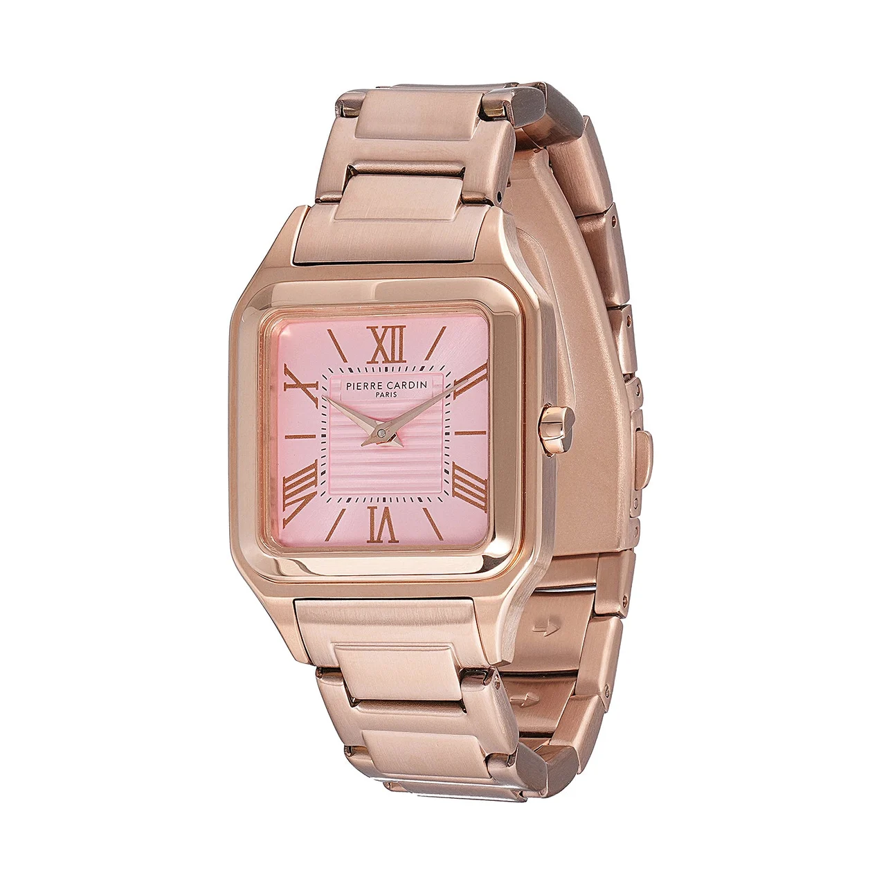 Ménilmontant Carré Women’s Square Watch - Rose Gold Case, Pale Pink Dial with Rose Gold Metal Strap CF.1011.MR.1 27.5 mm kol saati