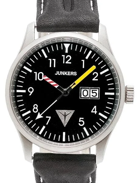 Junkers Big Date Watch with Aviator Instrument Style Hands #6262-2 kol saati