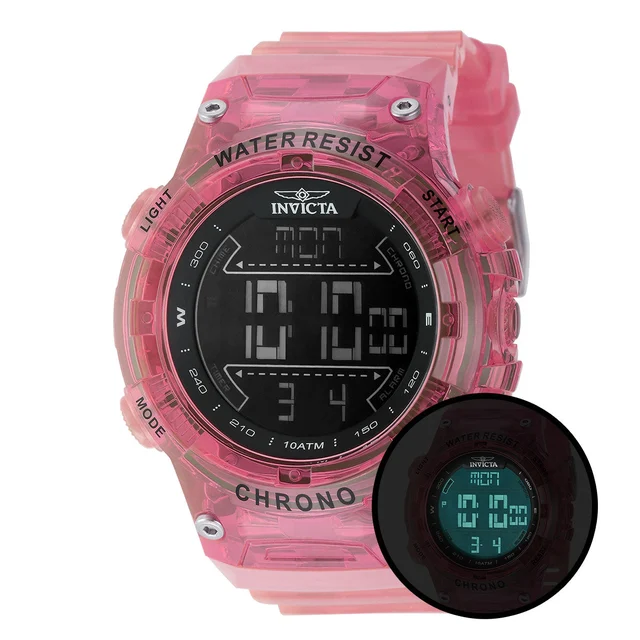 Invicta Racing Burnout Digital Watch - 52mm. Transparent, Pink (49047) kol saati