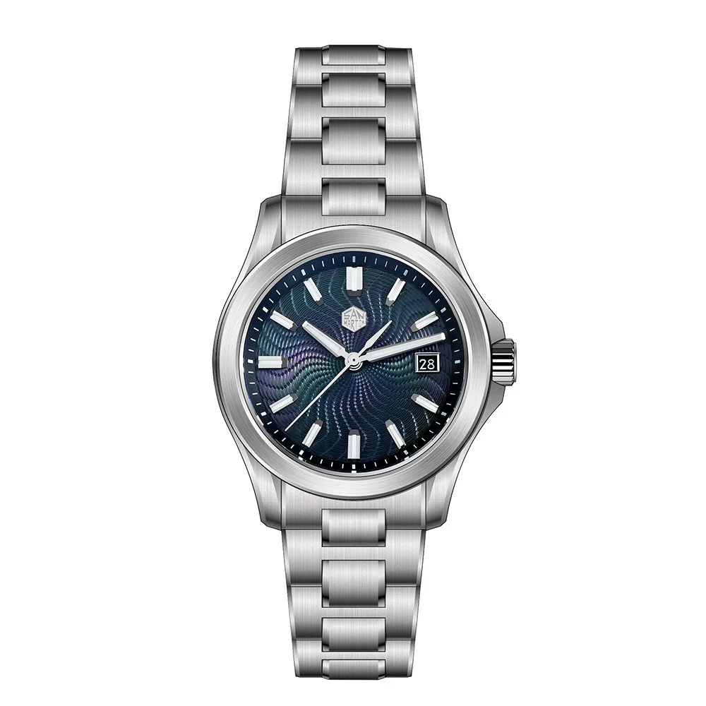 San Martin Mop Guilloche 9015 Automatic Men SN0150 圣马丁-SN0150- 黑面贝母-玑镂 - 三株 39 mm kol saati