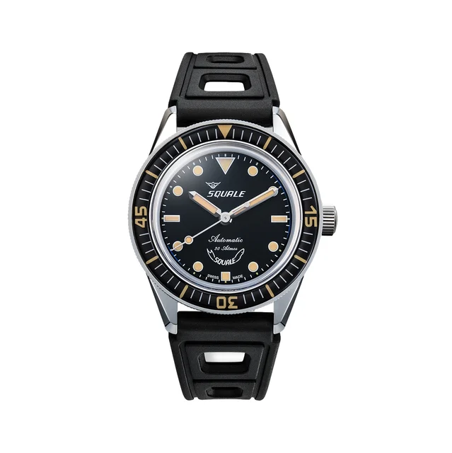 Squale Legend 37mm - Black on Rubber Strap SUB-37BKBK.BR kol saati