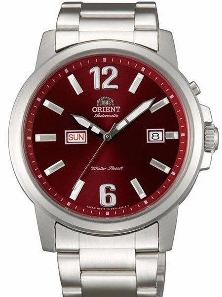 Orient Starfish Day and Date Automatic Watch with a Radiant Red Dial #EM7J009H kol saati