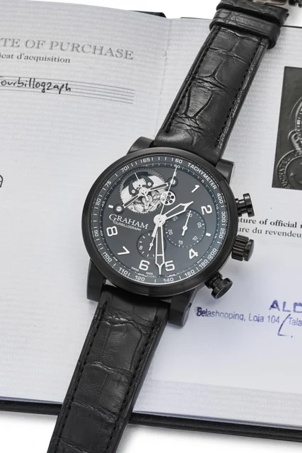 Graham GRAHAM REF 2TSAB.B02A TOURBILLOGRAPH SILVERSTONE PVD STEEL kol saati