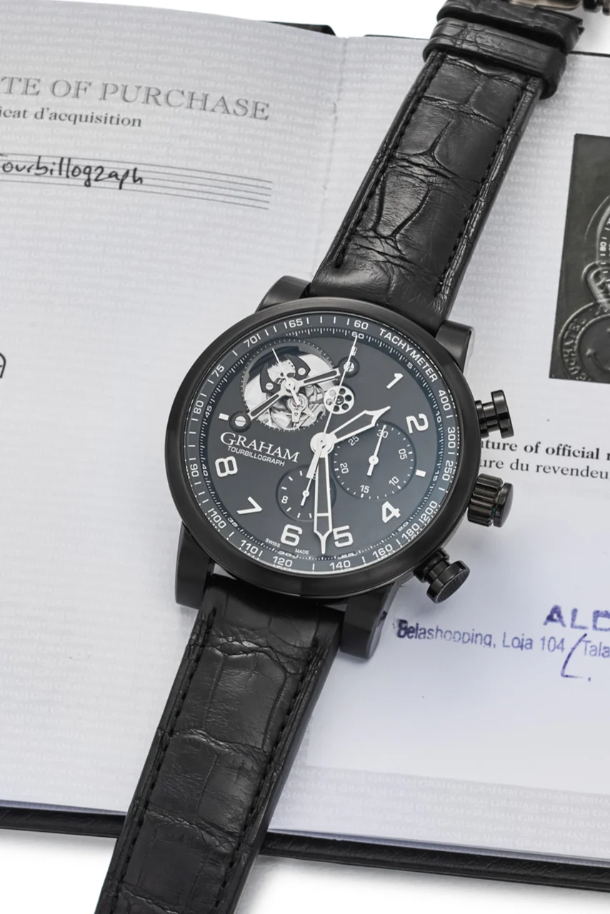 Graham GRAHAM REF 2TSAB.B02A TOURBILLOGRAPH SILVERSTONE PVD STEEL kol saati
