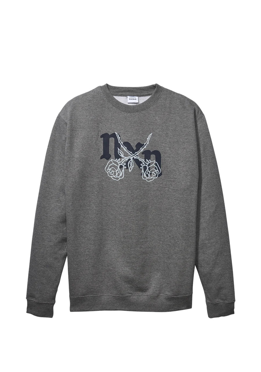 Nixon US Rosas Crew Sweatshirt - Dark Heather Gray / Gray S2866-3447-02 kol saati