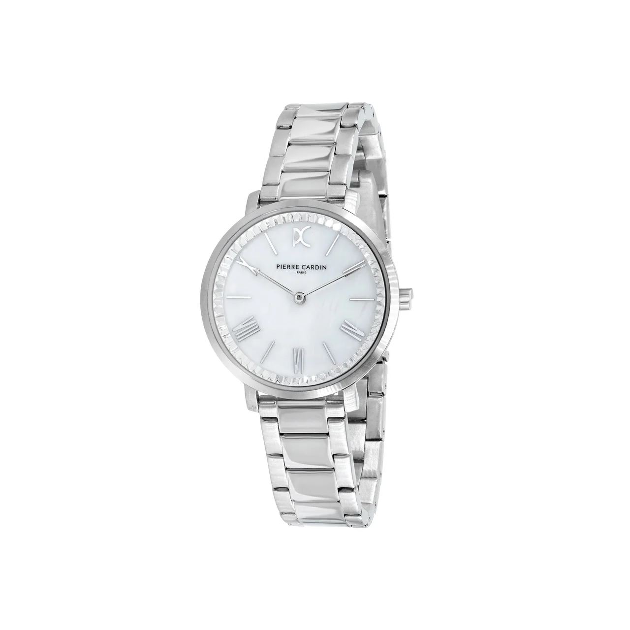 BROCHANT Mother of Pearl Look Silver Watch with Metal Link Strap CBC.5002 32 mm kol saati