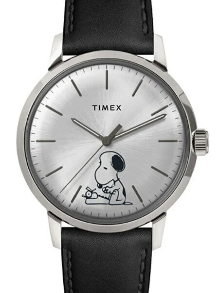 Timex Scratch and Dent - 40mm Marlin 21-Jewel Automatic Watch with Silver Snoopy Dial #TW2