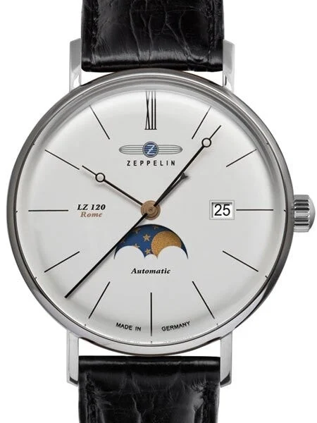Graf Zeppelin Rome Swiss Automatic Moonphase Watch with Dome Crystal #7108-4 kol saati