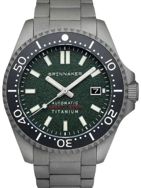 Spinnaker Tesei Titanium Automatic 200 Meter Dive Watch With Green Dial SP-5084-33 43 mm kol saati