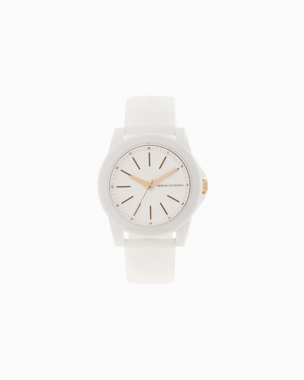 Armani Exchange Three-Hand White Silicone Watch and Luggage Tag Gift Set AX7126 40 mm kol saati