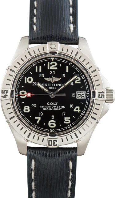 Breitling Stainless Steel Colt Black Dial A74350 kol saati