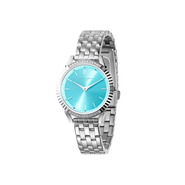 PIGALLE WOMENS Pigalle Simplicity Stainless Steel Watch with Crystals and Celeste Blue Dia