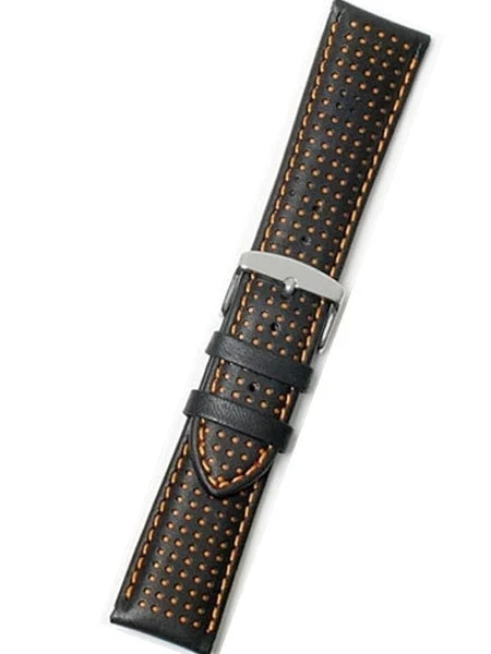 Toscana Perforated Padded Calfskin with Orange Holes & Orange Stitching #RBV-H-30-24 RBV-H