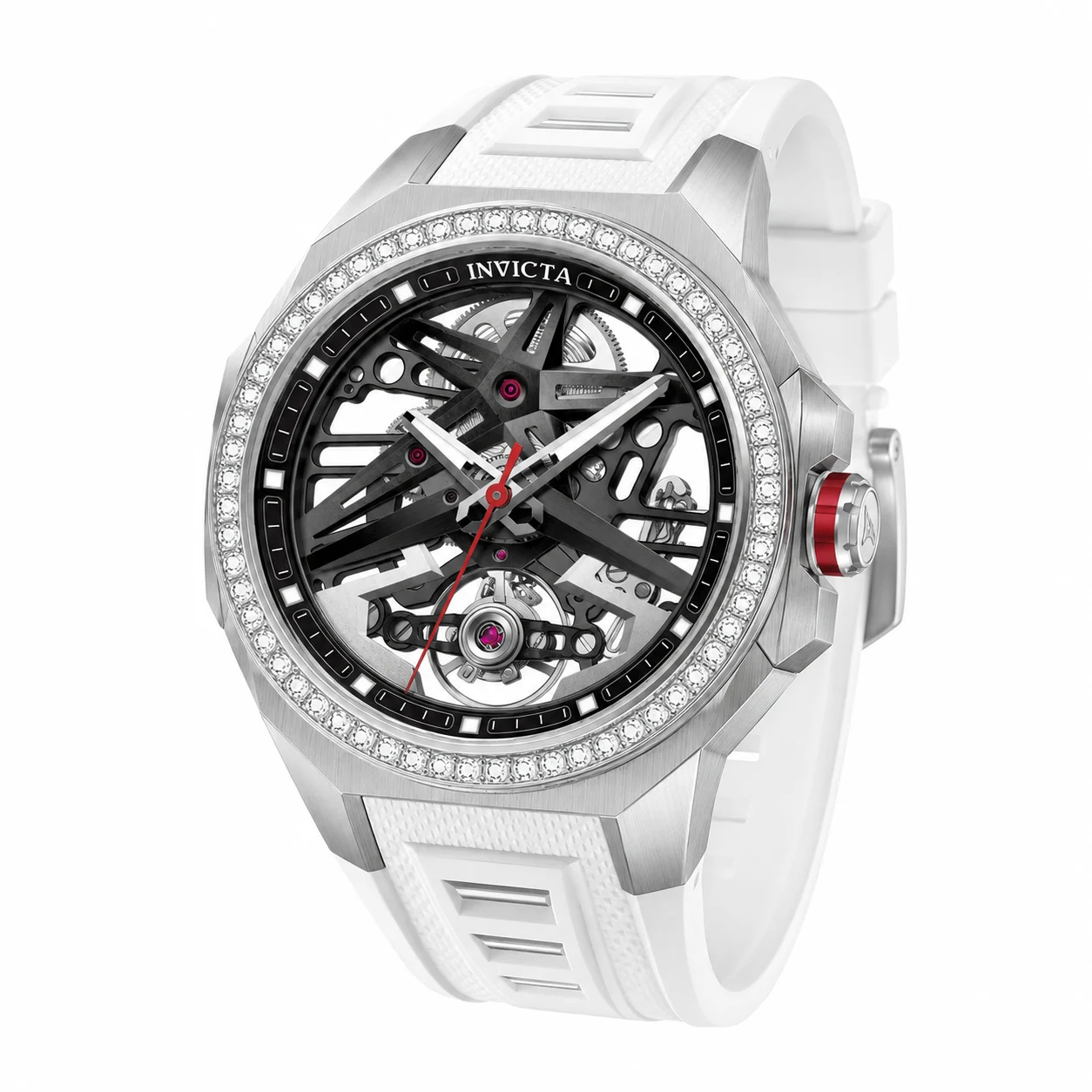 Invicta Objet D Art Diamond Automatic Watch - 43mm, White with Interchangeable Strap (70123) 43 mm kol saati