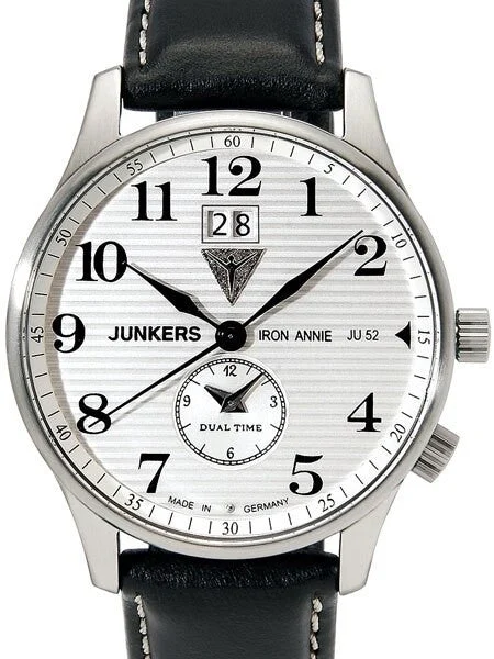 Junkers Big Date, Dual Time Watch with Two Crowns #6640-1 kol saati
