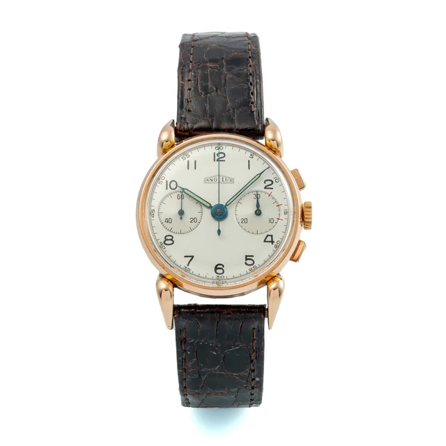 Angelus ANGELUS REF. 28, CHRONOGRAPH, MINUTE COUNTER, SILVER DIAL, CALIBRE 250; 18K PINK G