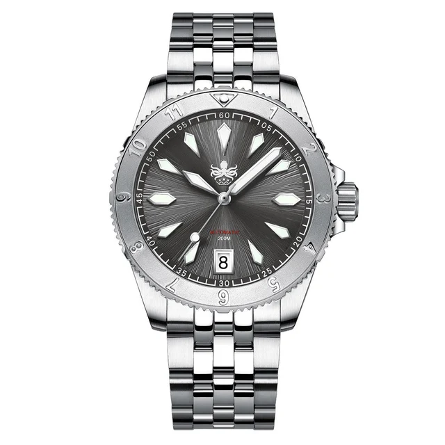 Phoibos Grey Voyager 2.0 Automatic Dive Watch with Double Dome AR Sapphire Crystal #PY026E