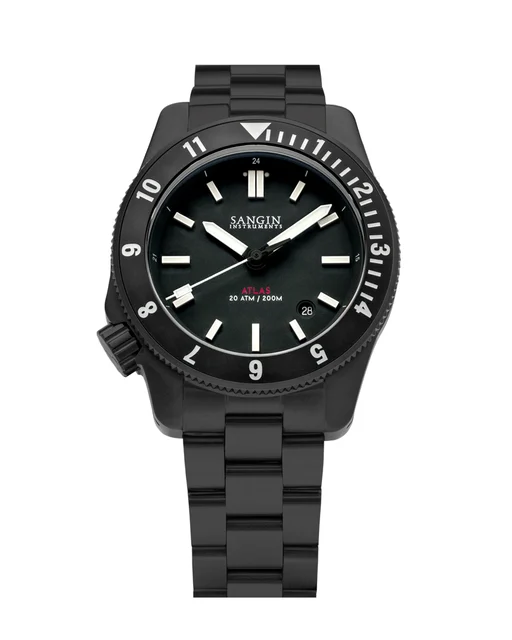 Sangin Instruments SI-GS-ATL3-DLCM-BLK-BLKGMT kol saati